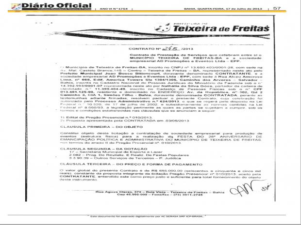 Contrato AD Festa da cidade