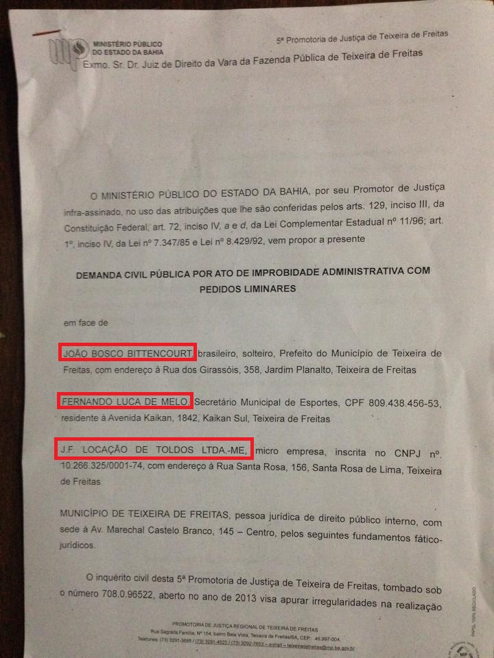 Acao MP Joao Bosco e Fernando de Luca Melo secretario de esporte