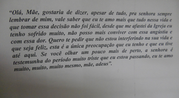 Carta de despedida de Ricaqrdo antes de suicidio