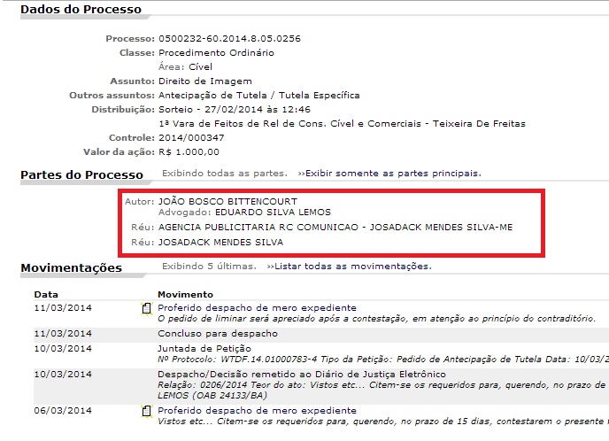 Processo contra Reporter Coragem