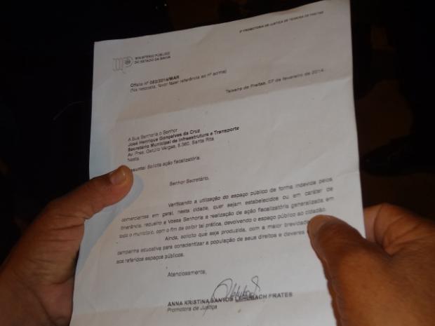 Documento assinado pela promotora Anna Cristina Prates