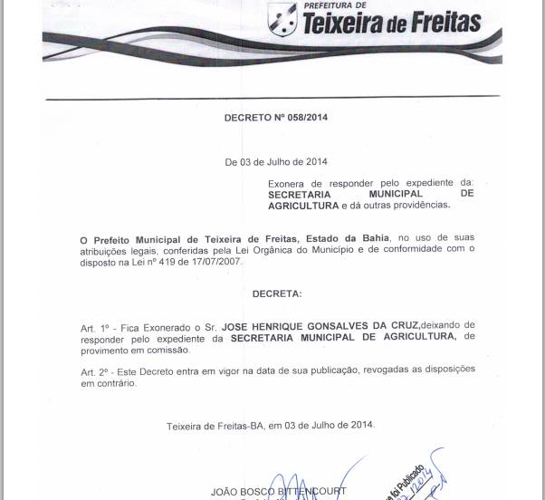 Exoneracao Henrique agricultura