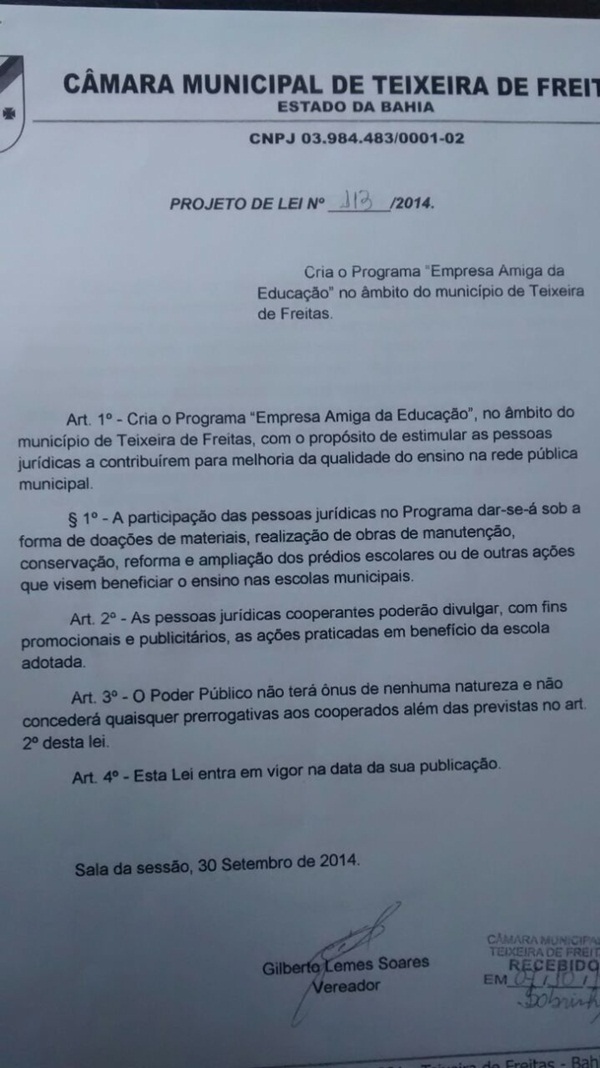 Projetos plagiado Gilberto do PT