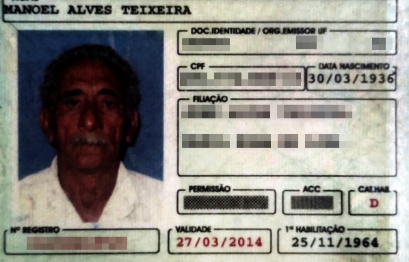 Carteira de Habilitacao de Manoel Alves Teixeira