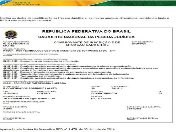 Cadastro pessoa juridica Ktech