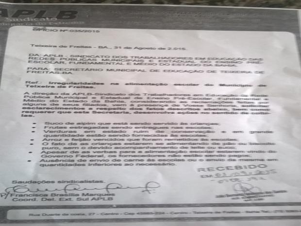 Denuncia educacao APLB Teixeira de Freitas