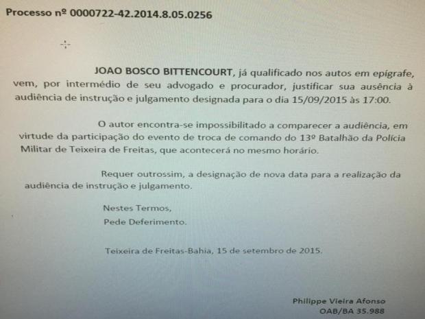 Justificativa Joao Bosco