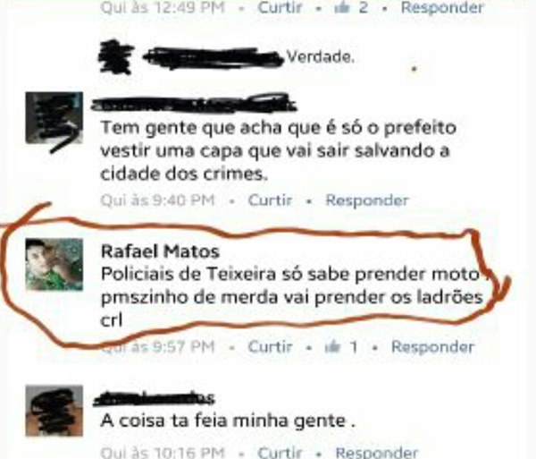 Rafael Matos dos Santos insultou a PM2